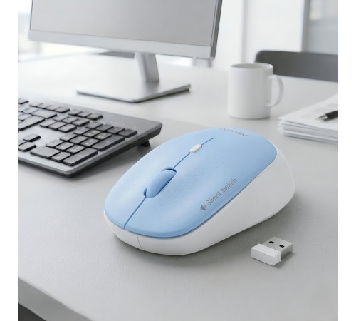 Мышь Meetion R570 Silent синяя, офисная, беспроводная