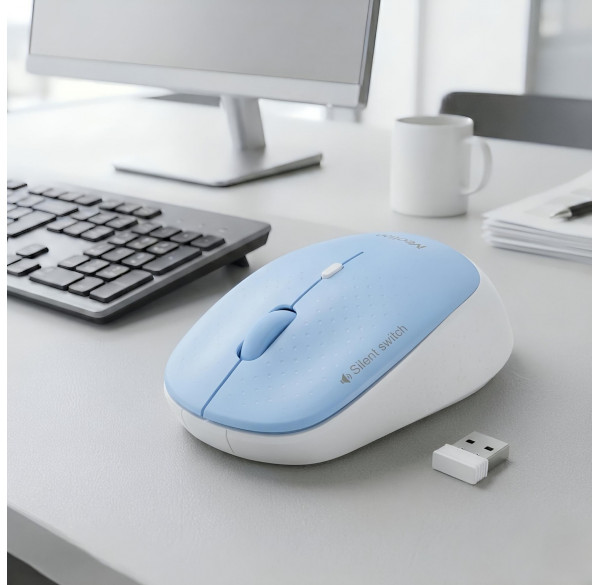 Мышь Meetion R570 Silent синяя, офисная, беспроводная