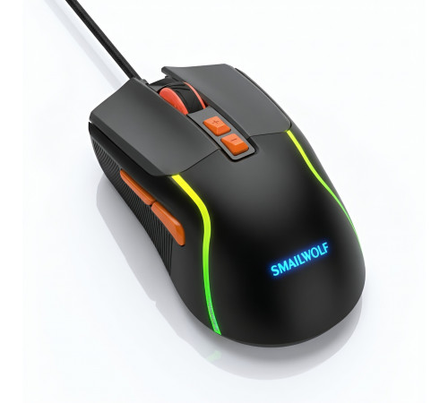 Мышь Smailwolf M18 чёрная, игровая, проводная