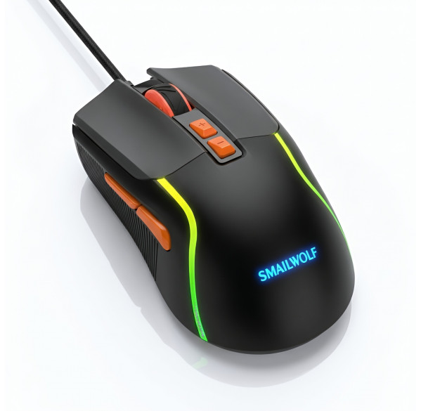 Мышь Smailwolf M18 чёрная, игровая, проводная