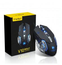 Мышь T-WOLF V10 Warrior черная, игровая, проводная