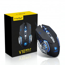Мышь T-WOLF V10 Warrior черная, игровая, проводная