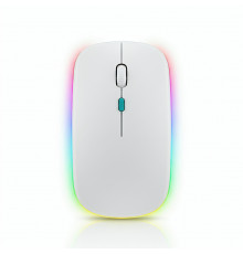 Мышь Weibo RF-6800 белая, беспроводная, перезаряжаемая, бесшумная