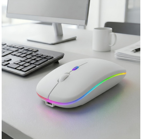 Мышь Weibo RF-6800 белая, беспроводная, перезаряжаемая, бесшумная