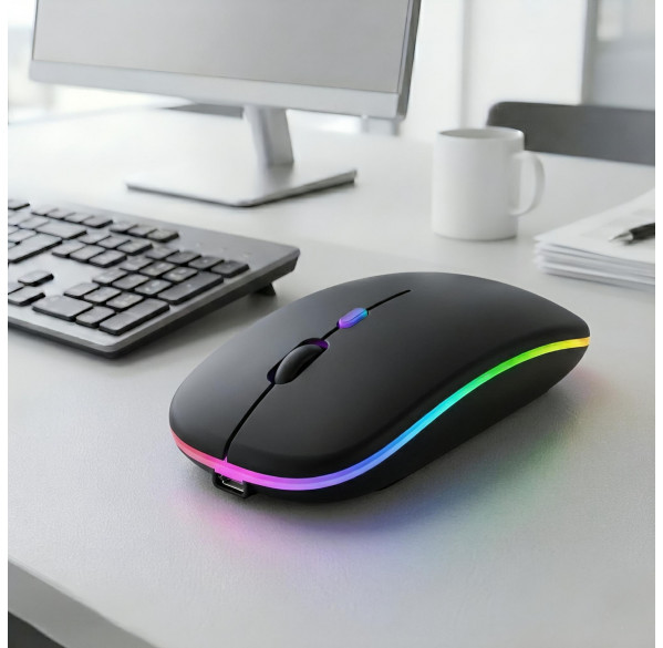 Мышь Weibo RF-6800 чёрная, беспроводная, перезаряжаемая, бесшумная