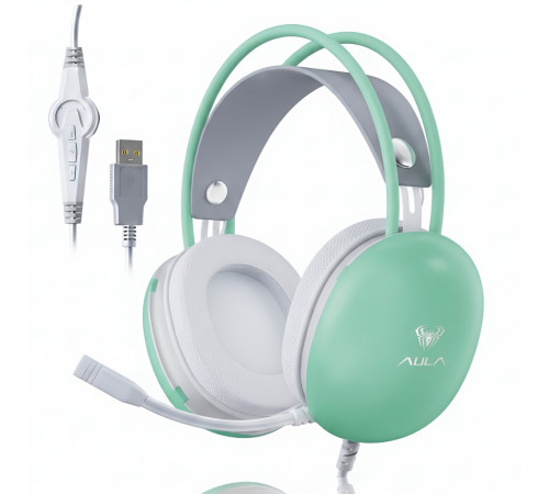 Наушники AULA S505, бирюзовый (игровые, проводные USB)