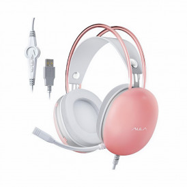 Наушники AULA S505 персиковые, игровые, проводные USB