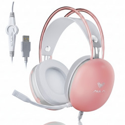 Наушники AULA S505, персиковый (игровые, проводные USB)