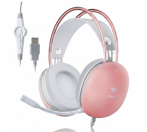 Наушники AULA S505, персиковый (игровые, проводные USB)