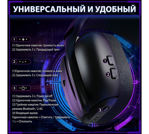 Наушники | Attack Shark L80 Pro | 2.4 ГГц + Bluetooth + AUX + USB + Type-C