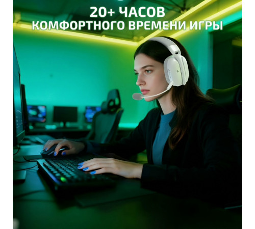 Наушники | Attack Shark L80 Pro ◇ белый | 2.4 ГГц + Bluetooth + AUX + USB + Type-C