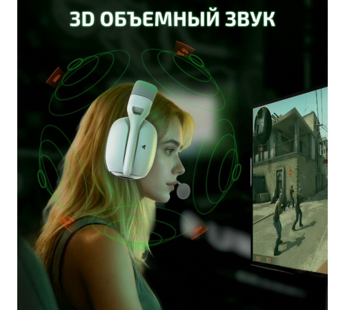 Наушники | Attack Shark L80 Pro ◇ белый | 2.4 ГГц + Bluetooth + AUX + USB + Type-C