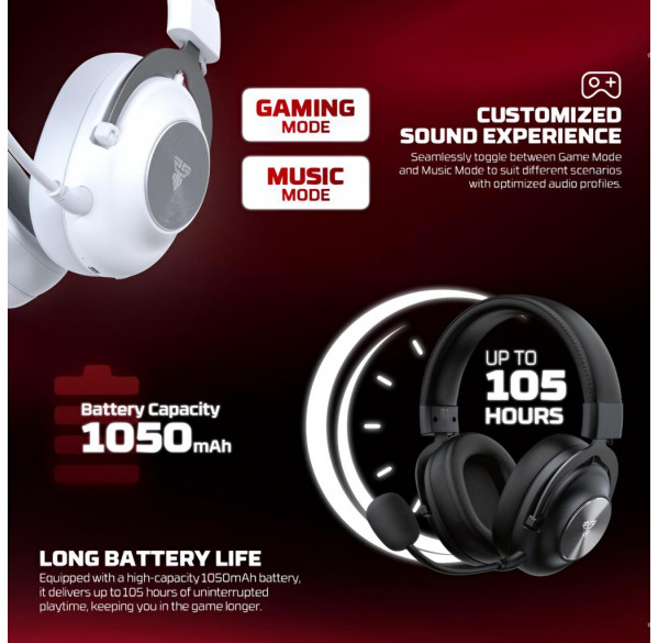 Наушники FANTECH Stellar чёрные, игровые, беспроводные