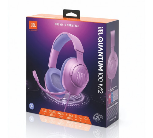 Наушники JBL Quantum 100 M2, фиолетовый | AUX | игровые, проводные