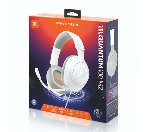 Наушники JBL Quantum 100 M2, белый | AUX | игровые, проводные