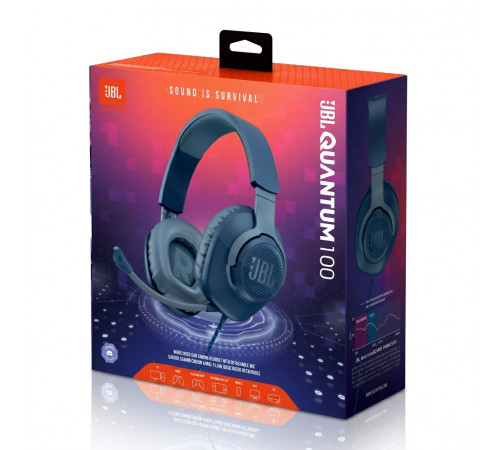Наушники JBL Quantum 100, синий | AUX | игровые, проводные