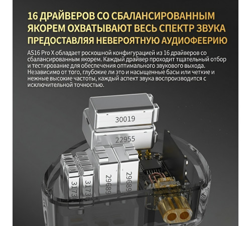 Наушники KZ AS16 Pro X с микрофоном, внутриканальные IEM, игровые 