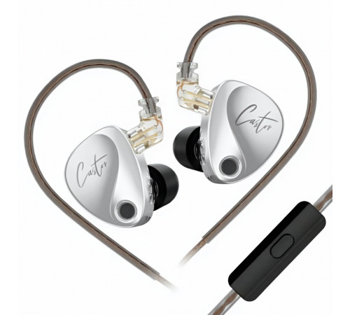 Наушники KZ-Castor Silver Harman Target с микрофоном, внутриканальные IEM, игровые 