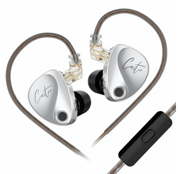 Наушники KZ-Castor Silver Harman Target с микрофоном, внутриканальные IEM, игровые 