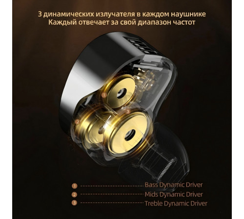 Наушники KZ Vader Pro с микрофоном, внутриканальные IEM, игровые 