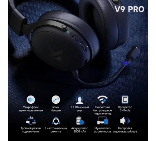 Наушники MCHOSE V9 Pro, чёрный (игровые, беспроводные)