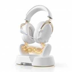 Наушники MCHOSE V9 Turbo+ с зарядной станцией, бело-золотой, игровые, беспроводные 