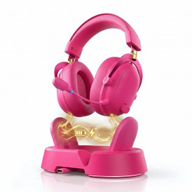 Наушники MCHOSE V9 Turbo+ с зарядной станцией, ягодно-красный, игровые, беспроводные 