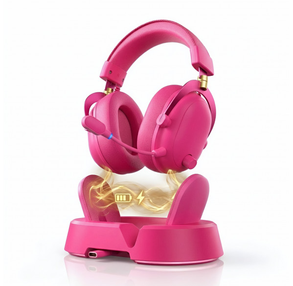 Наушники MCHOSE V9 Turbo+ с зарядной станцией, ягодно-красный, игровые, беспроводные 