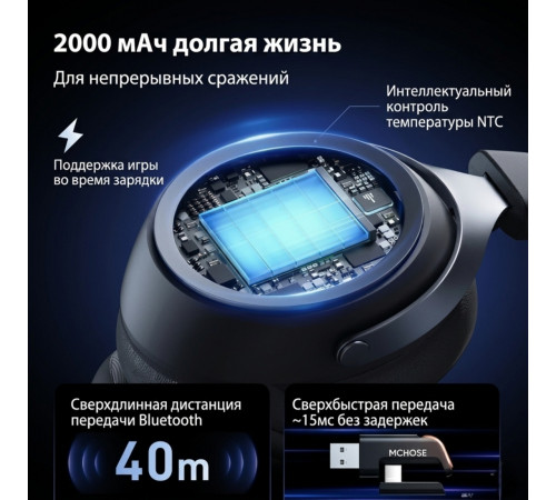 Наушники MCHOSE X9, чёрный (игровые, беспроводные)