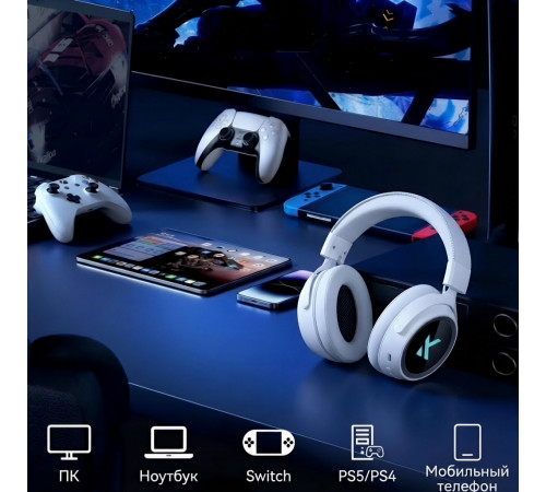 Наушники | MCHOSE X9 ◇ белый | 2.4 ГГц + Bluetooth + USB + AUX