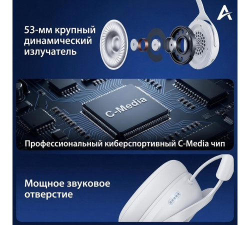 Наушники | MCHOSE X9 ◇ белый | 2.4 ГГц + Bluetooth + USB + AUX