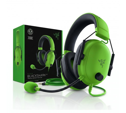 Наушники Razer Blackshark v2 X зелёные, игровые, проводные