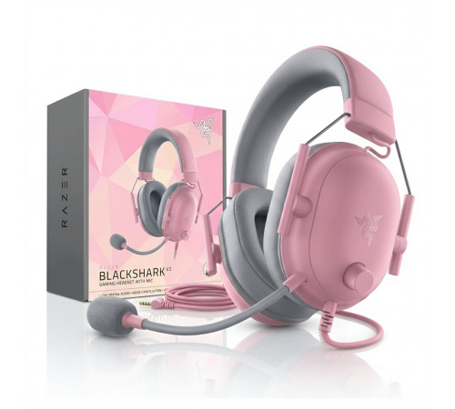 Наушники Razer Blackshark v2 X Quartz Edition розовые, игровые, проводные