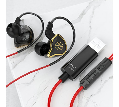 Наушники UT-01 (внутриканальные IEM капли, игровые) кабель 2.5 м.