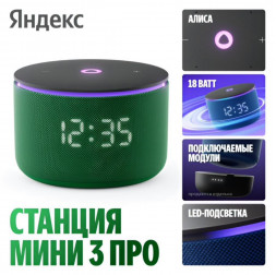 Умная колонка Яндекс Станция Мини 3 Про | Алиса | Зелёный
