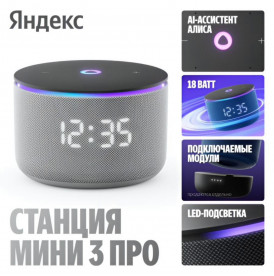 Умная колонка Яндекс Станция Мини 3 Про | Алиса | Серый