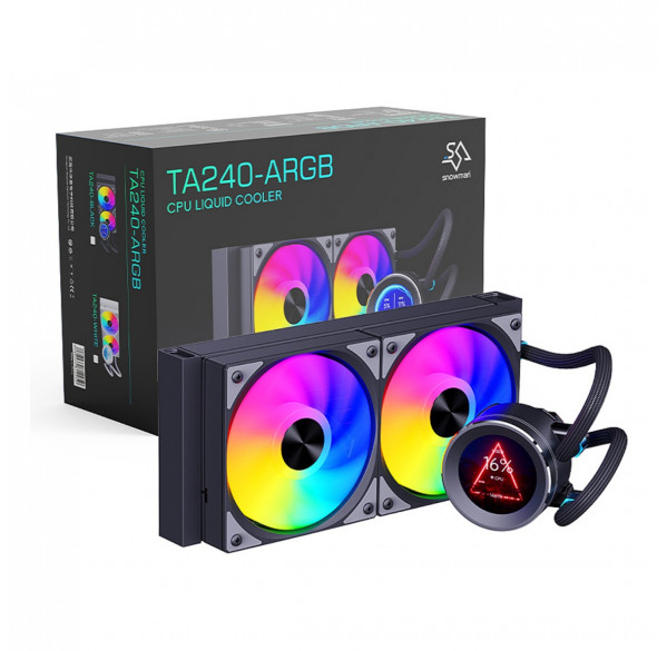 Водяное охлаждение для процессора Snowman TA240 3D ARGB с дисплеем Black Водяное охлаждение для процессора Snowman TA240 3D ARGB с дисплеем Black