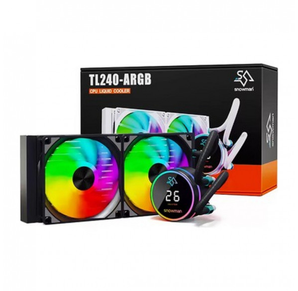 Водяное охлаждение для процессора Snowman TL240 ARGB с дисплеем Black Водяное охлаждение для процессора Snowman TL240 ARGB с дисплеем Black