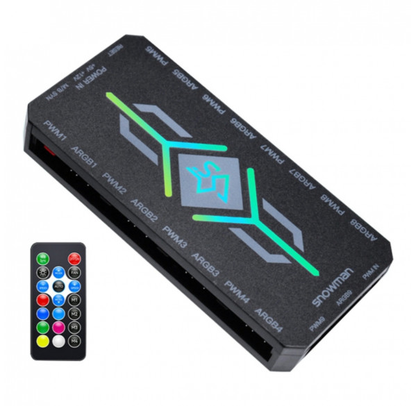 Контроллер ARGB 3PIN SNOWMAN для подключения девяти вентиляторов Контроллер ARGB 3PIN SNOWMAN для подключения девяти вентиляторов