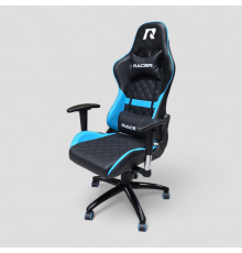 Кресло игровое RACER Premium Чёрный + Голубой