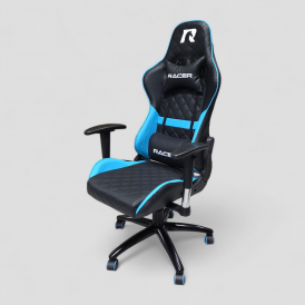 Кресло игровое RACER Premium Чёрный + Голубой