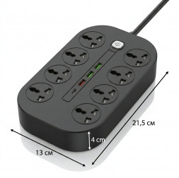 Удлинитель / сетевой фильтр Anti Static Power Soket (8x Power Socket + 3x USB + Type-C) 3м.