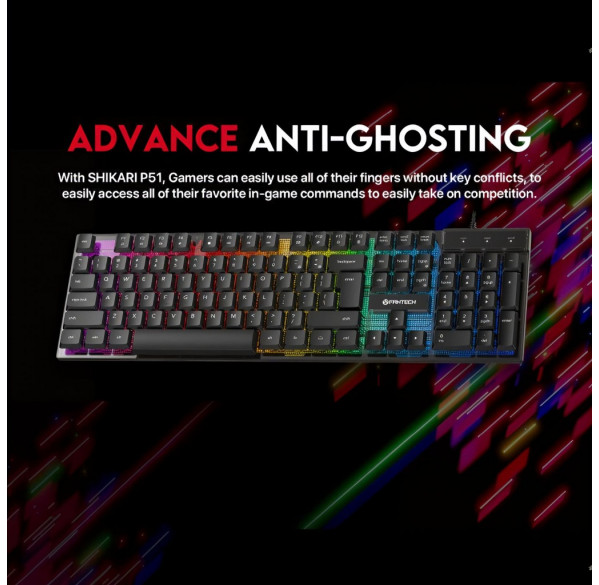 Комплект Fantech P51, проводной (5в1) клавиатура + мышь + коврик + наушники + подставка