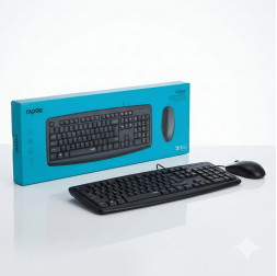 Комплект Rapoo NX1600 (EN+RU+TM), проводной (2в1) клавиатура + мышь
