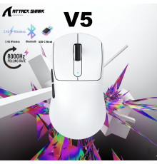Мышь Attack Shark V5 белая, игровая, беспроводная, перезаряжаемая