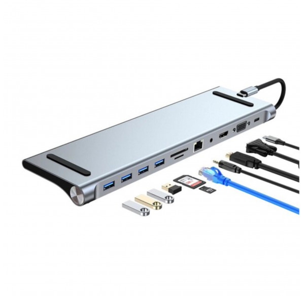 USB-HUB, многопортовая док-станция, подставка для ноутбуков, 11 в 1, GALDOR