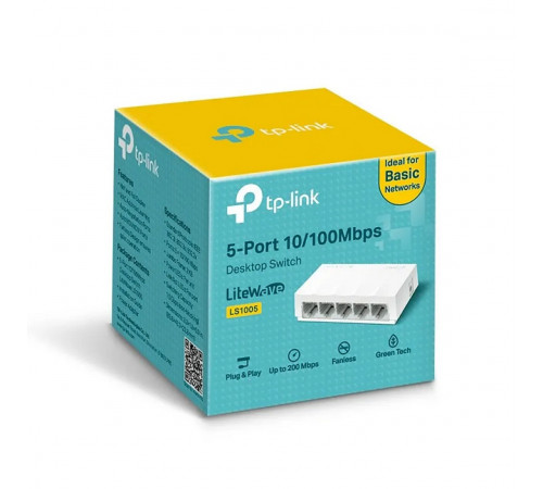 Свитч TP-Link LS1005 (5-портовый сетевой коммутатор) 100 Мбит/с