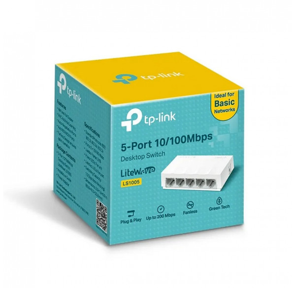 Свитч, 5-ти портовый сетевой коммутатор TP-Link LS1005 / 100 Mbps Свитч, 5-ти портовый сетевой коммутатор TP-Link LS1005 / 100 Mbps