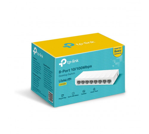 Свитч TP-Link LS1008 (8-портовый сетевой коммутатор) 100 Мбит/с