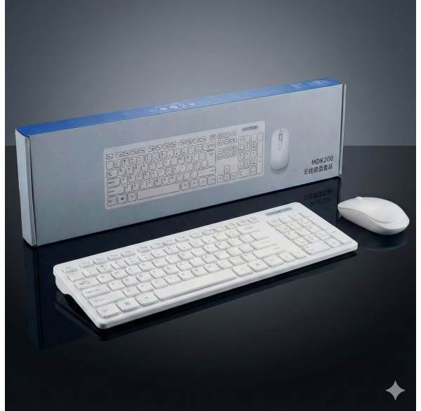 Комплект клавиатура + мышь MDK200 (EN), белый, беспроводной